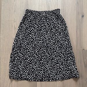 LOFT Black and White A-Line Knee-Length Skirt